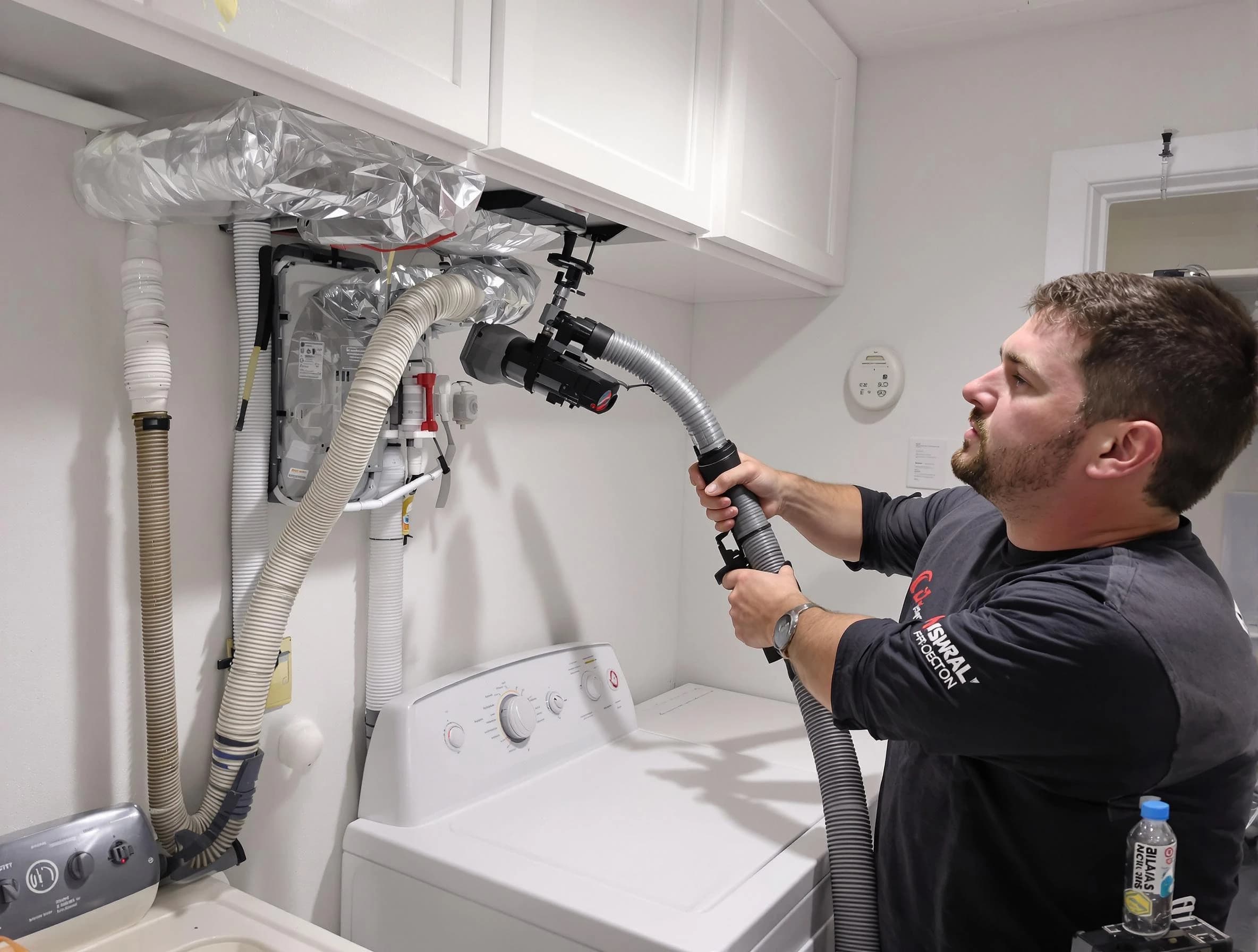 Stonegate Dryer Vent Cleaning certified technician performing safety-focused gas dryer vent cleaning in Stonegate